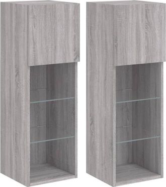 vidaXL Vidaxl - tv Cabinets with led Lights 2 pcs Grey Sonoma 30.5x30x90 cm Grey