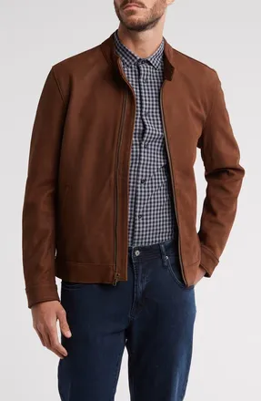Frye Cafe Leather Racer Jacket in Tobacco at Nordstrom Rack, Size Xx-Large