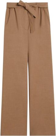 Max Mara Salpa Broeken - Dames - Wijde Broeken - Bruin - 2XS - Wol - Broeken