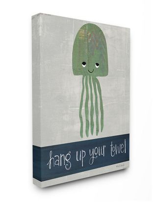 Stupell Industries Hang Up Your Towel Jellyfish by Katie Doucette Canvas Art