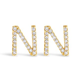 House of Brilliance 10K Gold 1/10 Cttw Diamond Initial A to Z Stud Earring