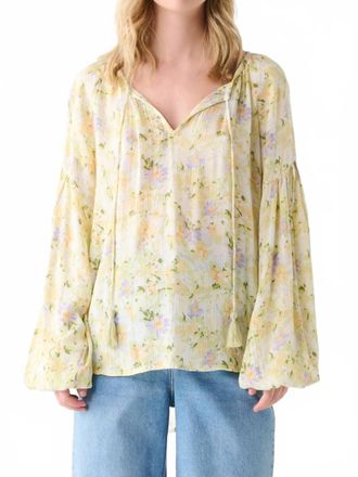 Dex Clothing Floral Peasant Blouse In Green