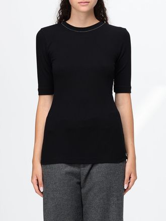 Brunello Cucinelli T-shirt in cotone stretch con dettaglio monile