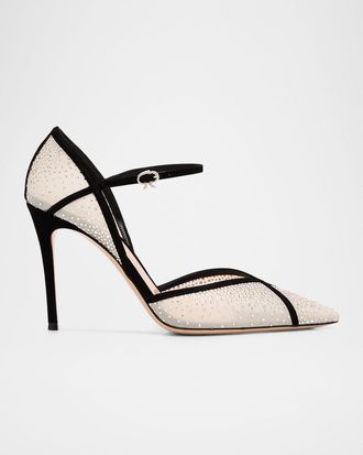 Gianvito Rossi 95mm Embellished Organza and Suede Pumps