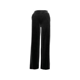 Emporio Armani Wide-Leg Palazzo Broek van Fluweel - Dames - Broeken - Zwart - Maat: M