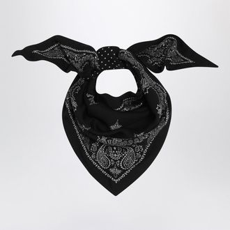 Destin Paisley Black Wool Scarf