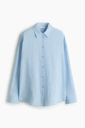 H&M Oversized Bluse - Blau/Gestreift