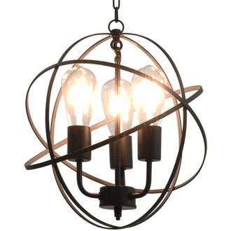 vidaXL Lampada Sferica a Sospensione Nera 3 Lampadine E27 - Vidaxl