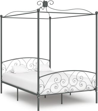 vidaXL Estructura Cama Con Dosel Sin Colch&oacute;n Metal Gris 120x200 Cm Vidaxl