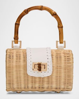 BTB Los Angeles Brandi Woven Rattan Top-Handle Bag