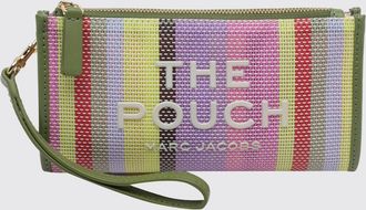 Marc Jacobs Clutch The Large Pouch grande in mesh a righe con logo a contrasto