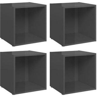vidaXL Vidaxl - Mobili Porta tv 4pz Grigio Lucido 37x35x37 cm Legno Multistrato