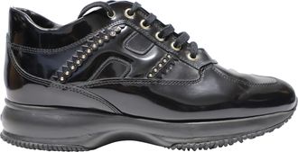 Hogan Interactive sneakers met studs in zwart lakleer