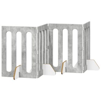 vidaXL Valla Plegable Para Mascotas 4 Pcs Gris Concreto Vidaxl