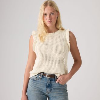 Levi's Lulu Flutter Sleeve Sweater Tank Top - Womens - XS - White