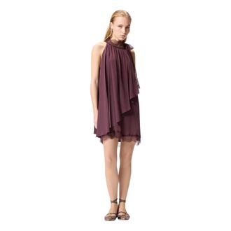 Pinko Mirtillo Abito Crepe de Chine - Dames - Korte kleedjes - Paars - S - Kleedjes