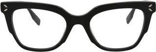 Alexander McQueen 50mm Cat Eye Optical Glasses in Black Black Transparent at Nordstrom Rack