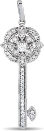 Luxury Bazaar 14K White Gold 0.25ct Diamond Key Pendant PS01-012225