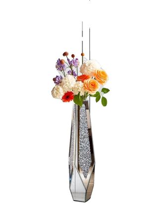 OEM Jarr&oacute;n De Flores, Elegante Acabado De Espejo, Dise&ntilde;o Con Incrustaciones De Cristal, Jarr&oacute;n De Suelo