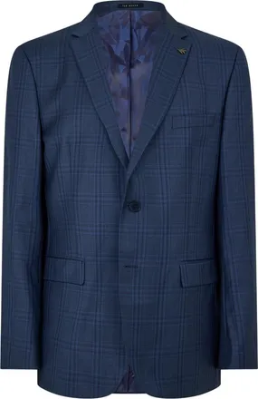 Ted Baker Herenpakjasje met geruite stof en V-hals (Donkerblauw)