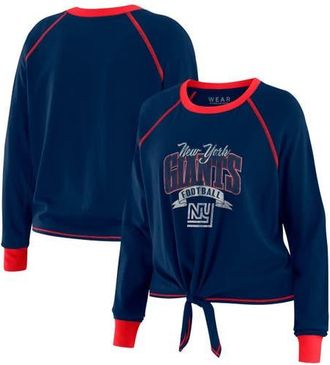 WEAR by Erin Andrews Womens WEAR by Erin Andrews Royal/Red New York Giants Plus Size Tie-Front Long Sleeve Top at Nordstrom, Size 1X