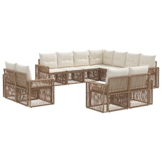 vidaXL Conjunto De Sof&aacute;s De Jard&iacute;n 11 Pcs Beige Y Blanco Crema Vidaxl