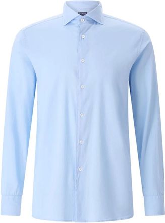 Fedeli Lange Mouwen Overhemd - Heren - Zakelijke Overhemden - Blauw - 3XL - Katoen - Overhemden
