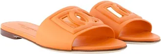 Dolce & Gabbana Womens Bianca Sandals - Dolce&gabbana Leather Orange Calfskin Shoes