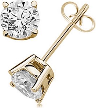 Mauli Jewels 0.60 Carat ( I-J/ I1-I2 ) Round Diamond 4-Prong Set Stud Earrings In 14K White/ Yellow Gold