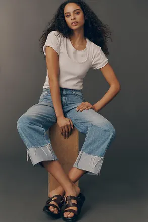 Mother Half-Pipe Ankle High-Rise Cuffed Tapered Jeans