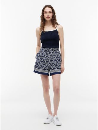 Tommy Hilfiger Womens Allover Script Monogram Voile Short - Navy - XL
