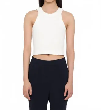 Closed Cropped Racer Tank In Ivory
