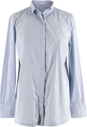 Brunello Cucinelli Blue Pin-Striped Cotton Shirt Size S