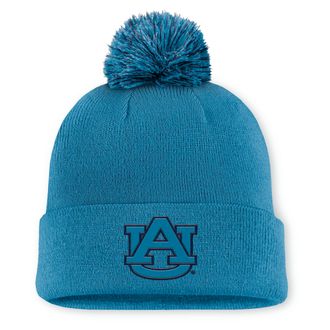 Nike Auburn Primetime Campus Toned Nike Mens College Cuffed Pom Beanie in Blue | NC1649AAUN-UE8
