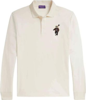 Ralph Lauren Collection embroidered long-sleeve polo shirt - White