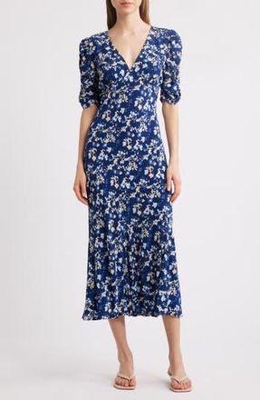 Rails Zariah Floral Puff Sleeve Midi Dress in Navy Flora at Nordstrom Rack, Size Xx-Small