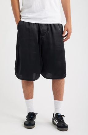 Yohji Yamamoto Regular Fit Satin Shorts in Black at Nordstrom, Size Xx-Large