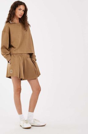 Lacoste Pantaloncini marroni con coulisse e logo in coordinato-Marrone