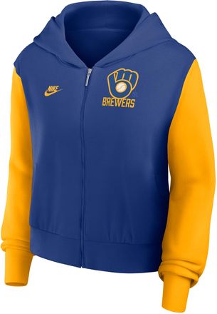 Nike Milwaukee Brewers Cooperstown Nike Womens MLB Full-Zip Hoodie in Blue | 035D154NMIB-NCX