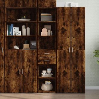 vidaXL Highboard Smoked Oak 40x42.5x185 cm Engineered Wood vidaXL