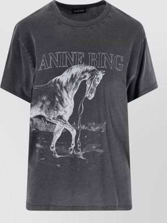 Anine Bing crew neck graphic print short sleeve top