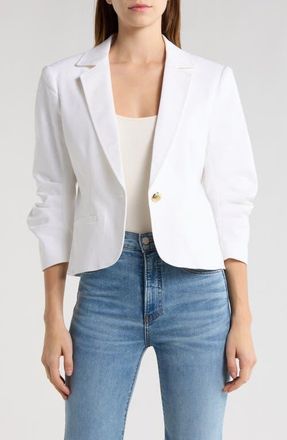 Cinq &agrave; Sept Le Petit Khloe Cotton Blend Jacket in White at Nordstrom, Size 14