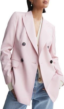 Reiss Evelyn Double Breasted Wool Blend Blazer in Pink at Nordstrom Rack, Size 6 Us / 10 Uk