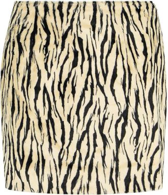 Rotate Printed Faux Fur Skirt