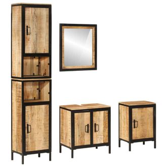 vidaXL Conjunto De Muebles De Ba&ntilde;o 4 Pzas Madera Maciza Mango Y Hierro Vidaxl