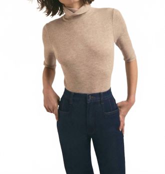 Favorite Daughter Amelia Mock Neck Top In Oatmeal Melange