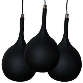 Loops Hanging Ceiling Pendant Light 3x Matt Black & Copper Kitchen Lamp Built in LED