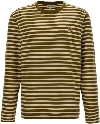 Maison Kitsuné Striped Fox Head Patch T-Shirt, Size X-Large