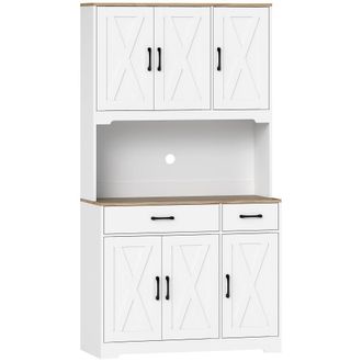 HOMCOM Alacena de cocina 94x39.5x175.2 cm blanco