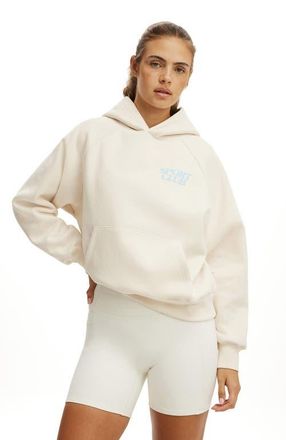 Cotton On Womens Active Plush Premium Graphic Raglan Hoodie in Coconut Milk Sport Club at Nordstrom, Size Xx-Small